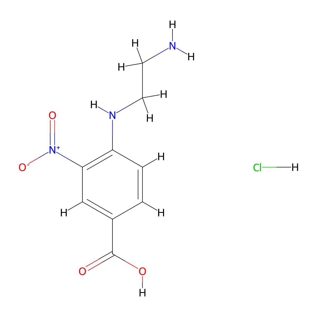 4-[(2-Aminoethyl)amino]-3-nitrobenzoic acid hydrochloride molecular structure, CAS 2287343-66-0