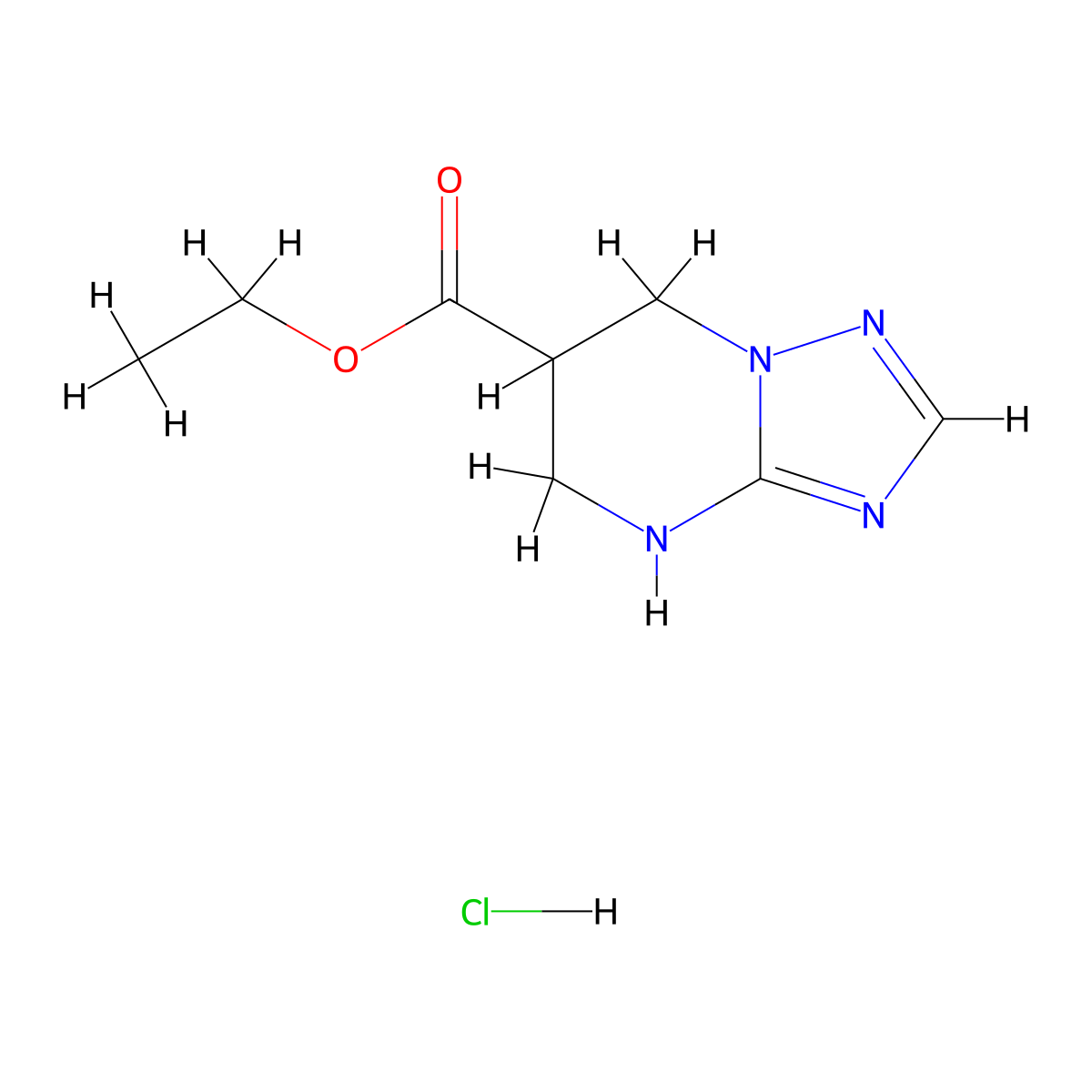 ethyl 4H,5H,6H,7H-(1,2,4)triazolo(1,5-a)pyrimidine-6-carboxylate hydrochloride molecular structure, CAS 2287343-86-4