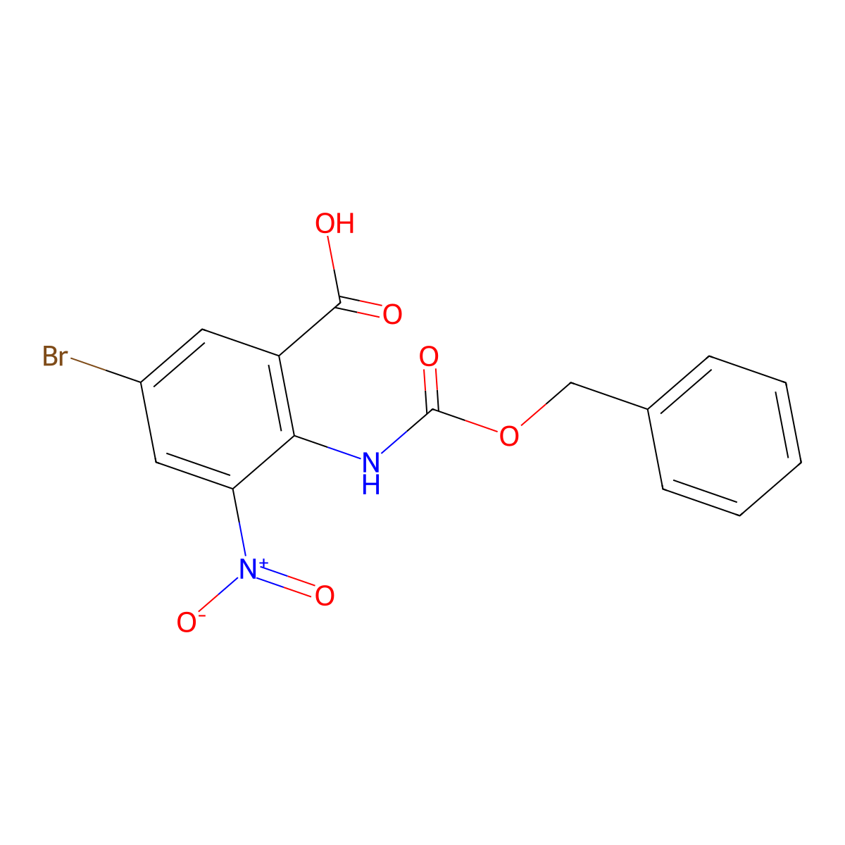 2-{[(Benzyloxy)carbonyl]amino}-5-bromo-3-nitrobenzoic acid molecular structure, CAS 2287343-92-2