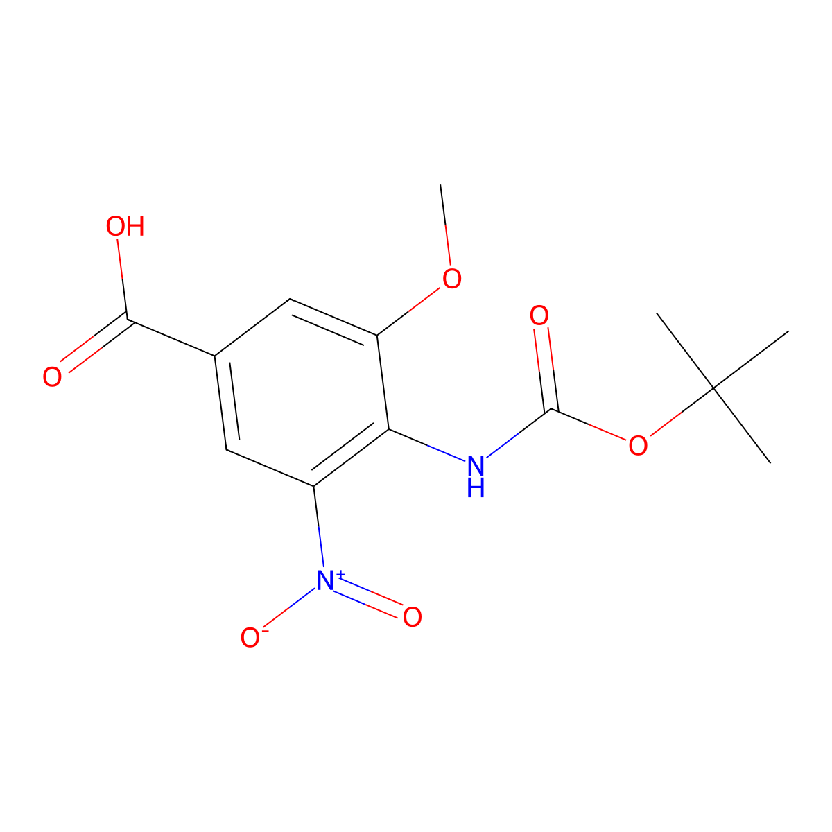 4-{[(Tert-butoxy)carbonyl]amino}-3-methoxy-5-nitrobenzoic acid molecular structure, CAS 2287343-95-5