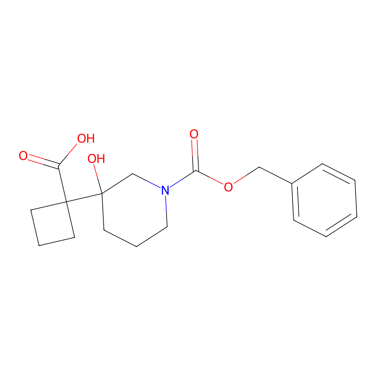 1-{1-[(Benzyloxy)carbonyl]-3-hydroxypiperidin-3-yl}cyclobutane-1-carboxylic acid molecular structure, CAS 2287344-10-7