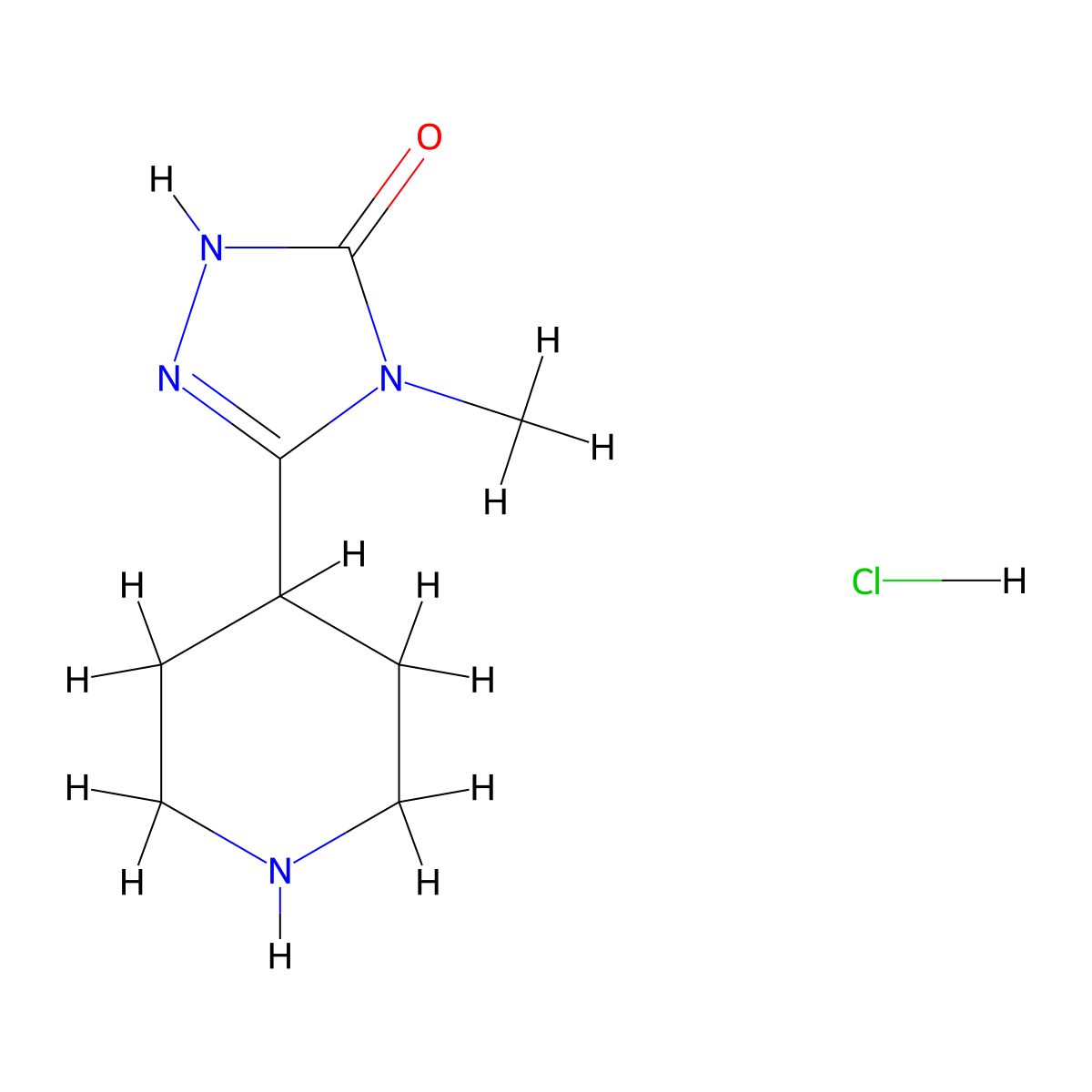 4-methyl-3-(piperidin-4-yl)-4,5-dihydro-1H-1,2,4-triazol-5-one hydrochloride molecular structure, CAS 2287344-30-1