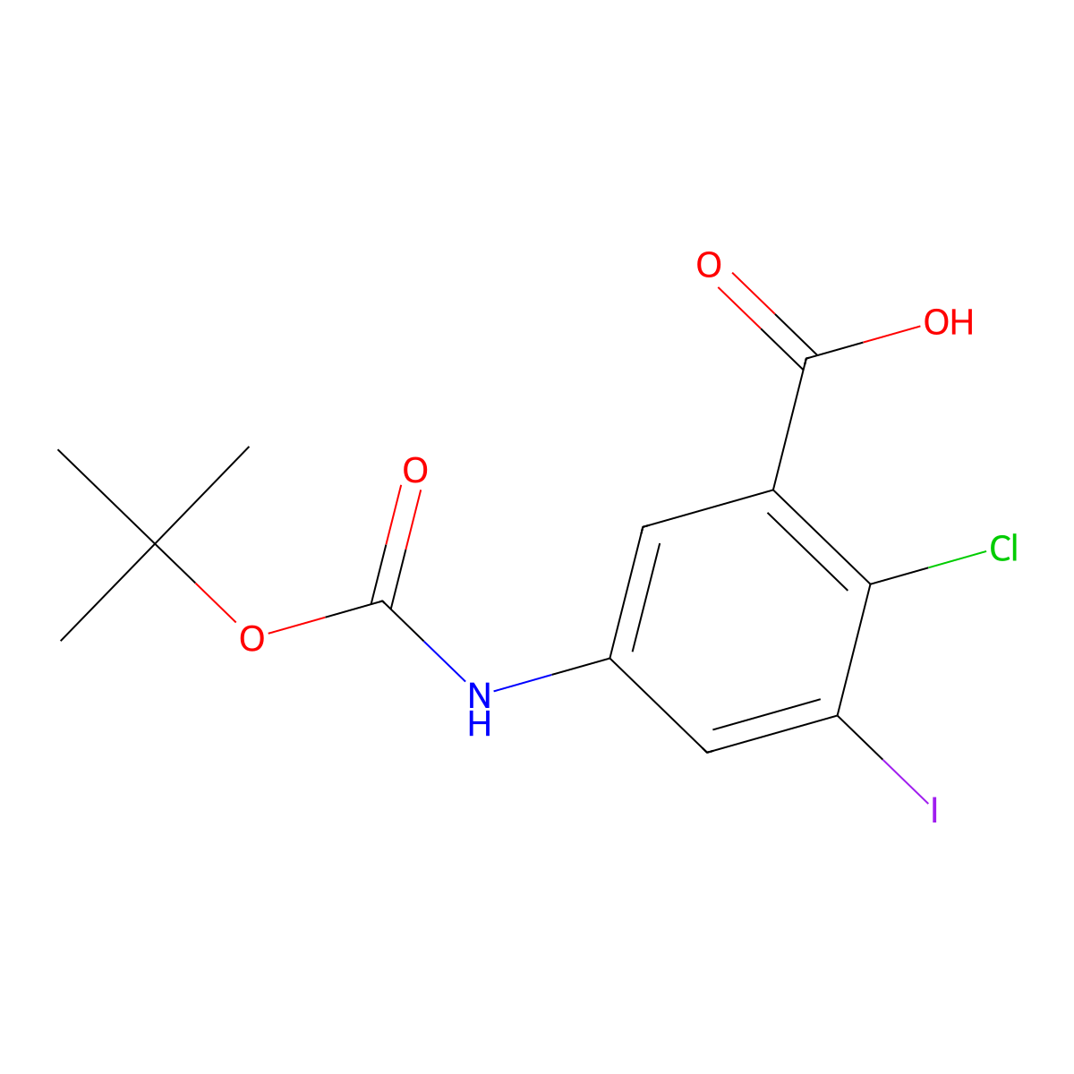 5-{[(Tert-butoxy)carbonyl]amino}-2-chloro-3-iodobenzoic acid molecular structure, CAS 2287344-35-6