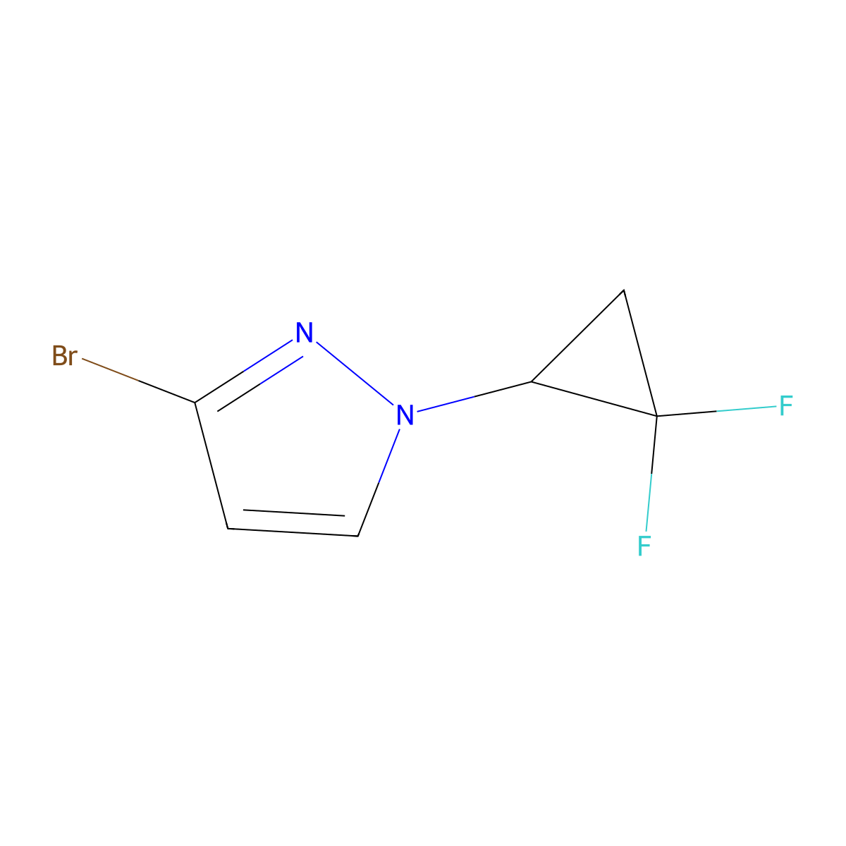 3-bromo-1-(2,2-difluorocyclopropyl)-1H-pyrazole molecular structure, CAS 2287344-44-7