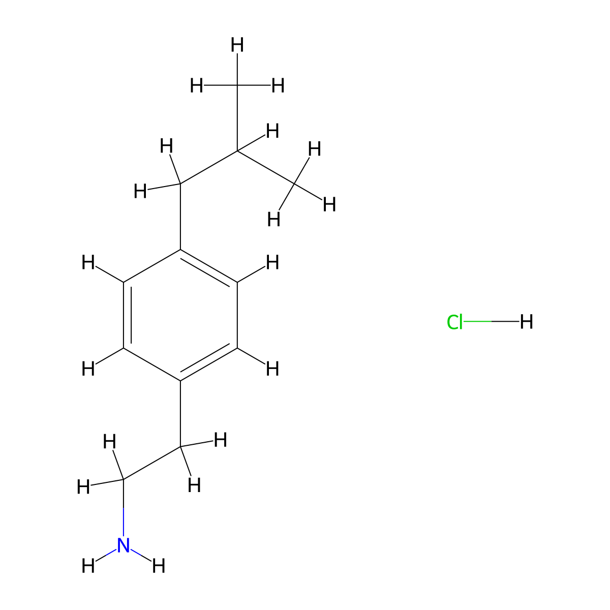 2-[4-(2-Methylpropyl)phenyl]ethan-1-amine hydrochloride molecular structure, CAS 2287344-61-8