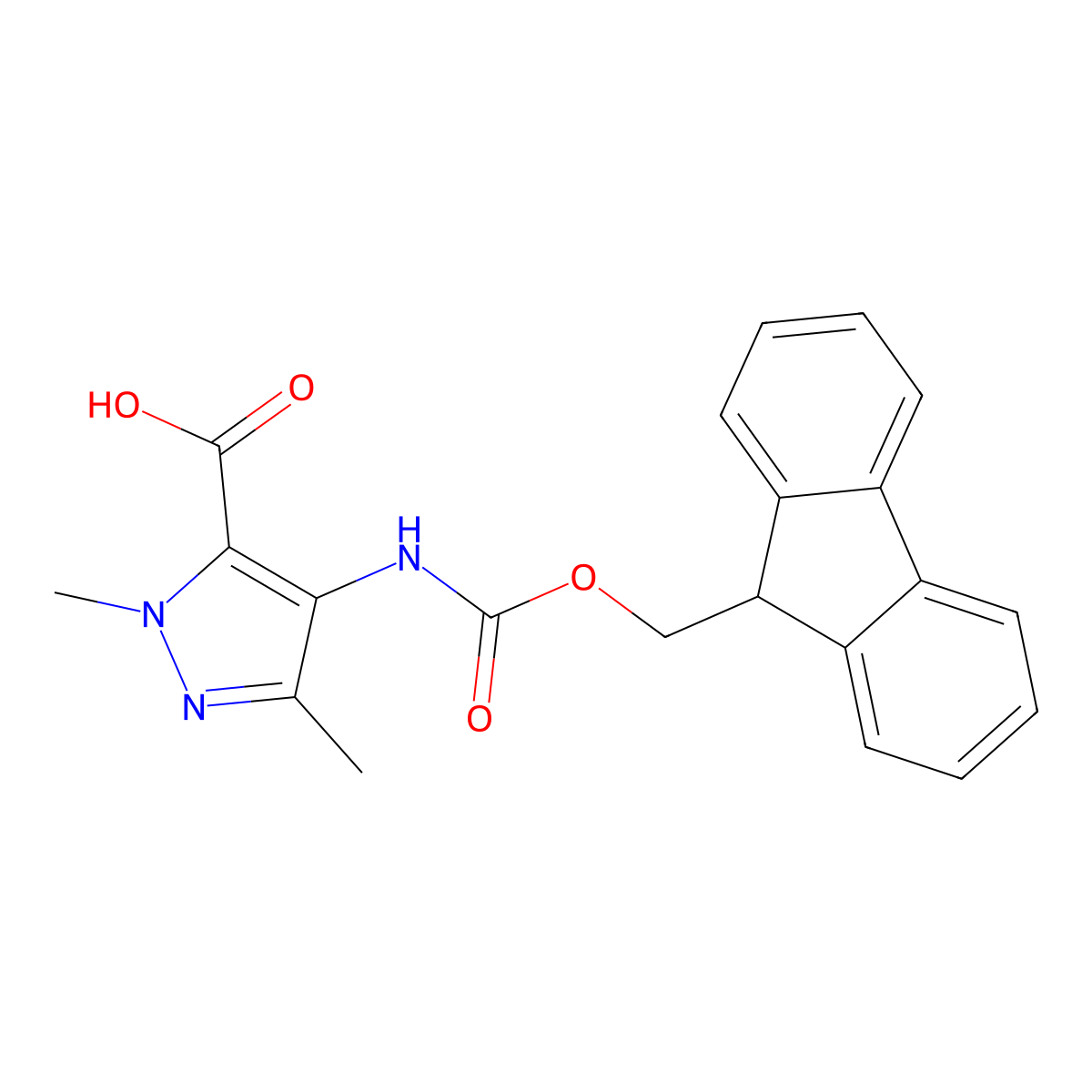 4-({[(9H-fluoren-9-yl)methoxy]carbonyl}amino)-1,3-dimethyl-1H-pyrazole-5-carboxylic acid molecular structure, CAS 2287344-68-5