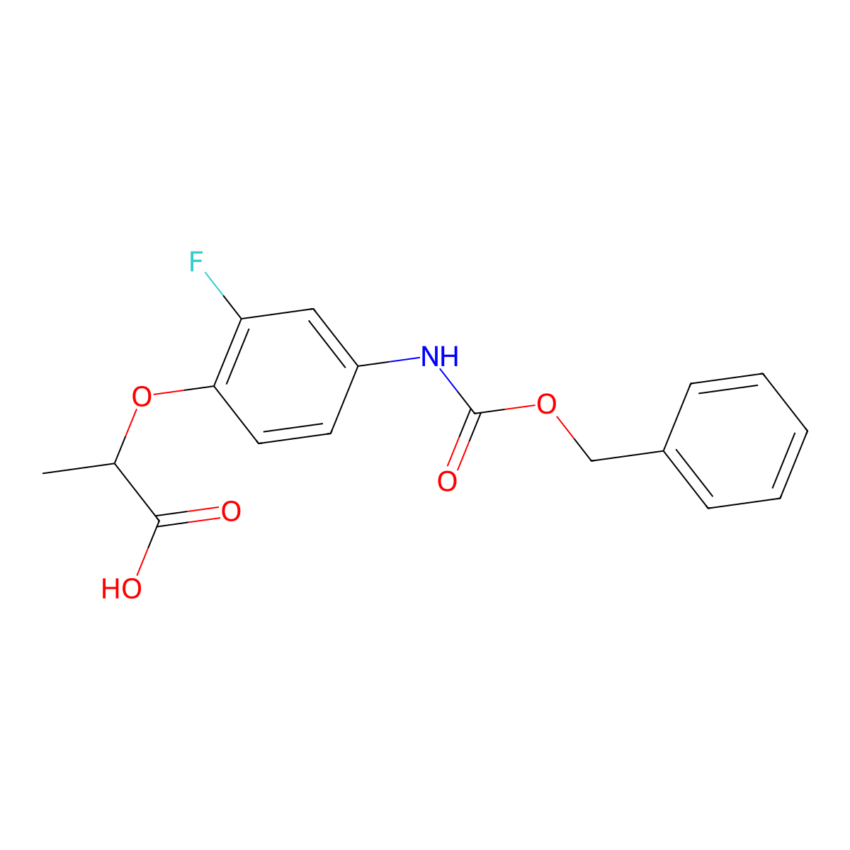 2-(4-{[(Benzyloxy)carbonyl]amino}-2-fluorophenoxy)propanoic acid molecular structure, CAS 2287344-71-0