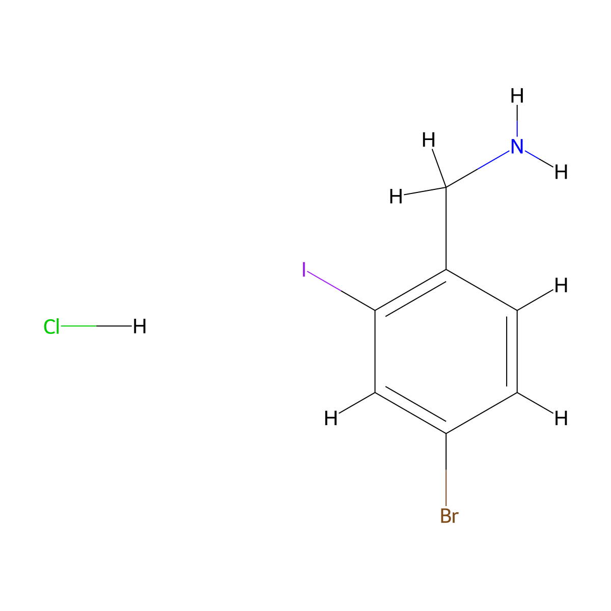 (4-Bromo-2-iodophenyl)methanamine hydrochloride molecular structure, CAS 2287344-73-2