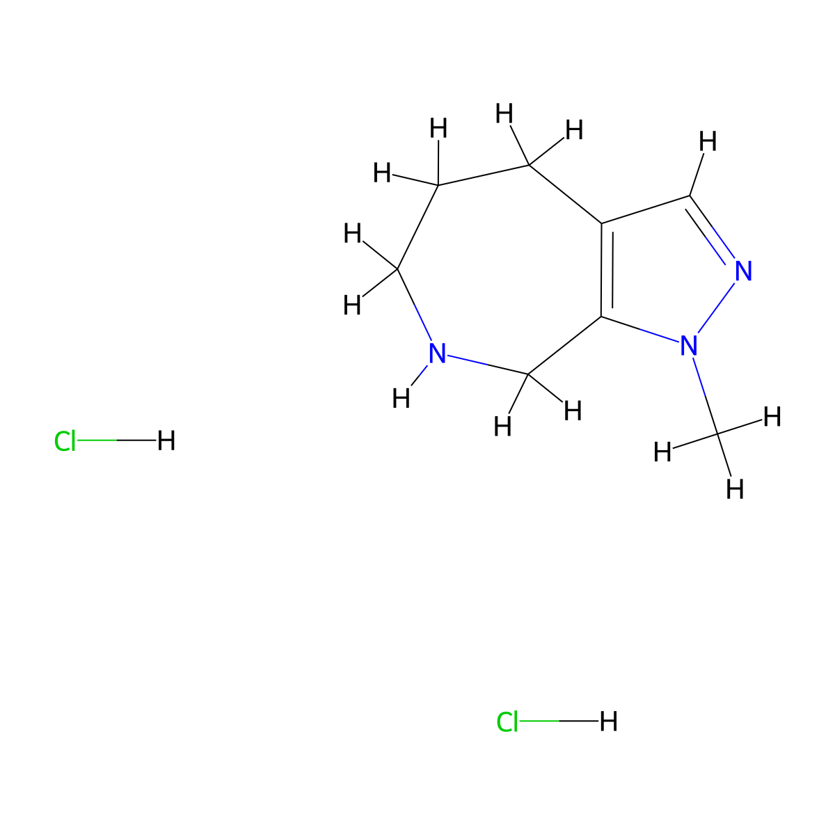 1-methyl-1H,4H,5H,6H,7H,8H-pyrazolo(3,4-c)azepine dihydrochloride molecular structure, CAS 2287344-96-9