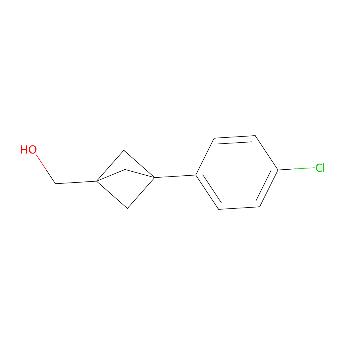[3-(4-Chlorophenyl)bicyclo[1.1.1]pentan-1-yl]methanol molecular structure, CAS 2287344-99-2