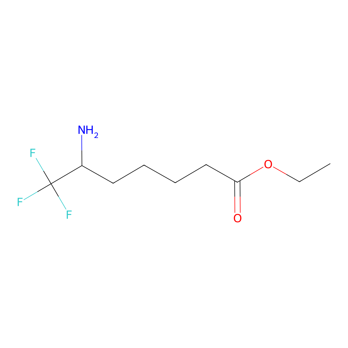 Ethyl 6-amino-7,7,7-trifluoroheptanoate molecular structure, CAS 2287345-03-1