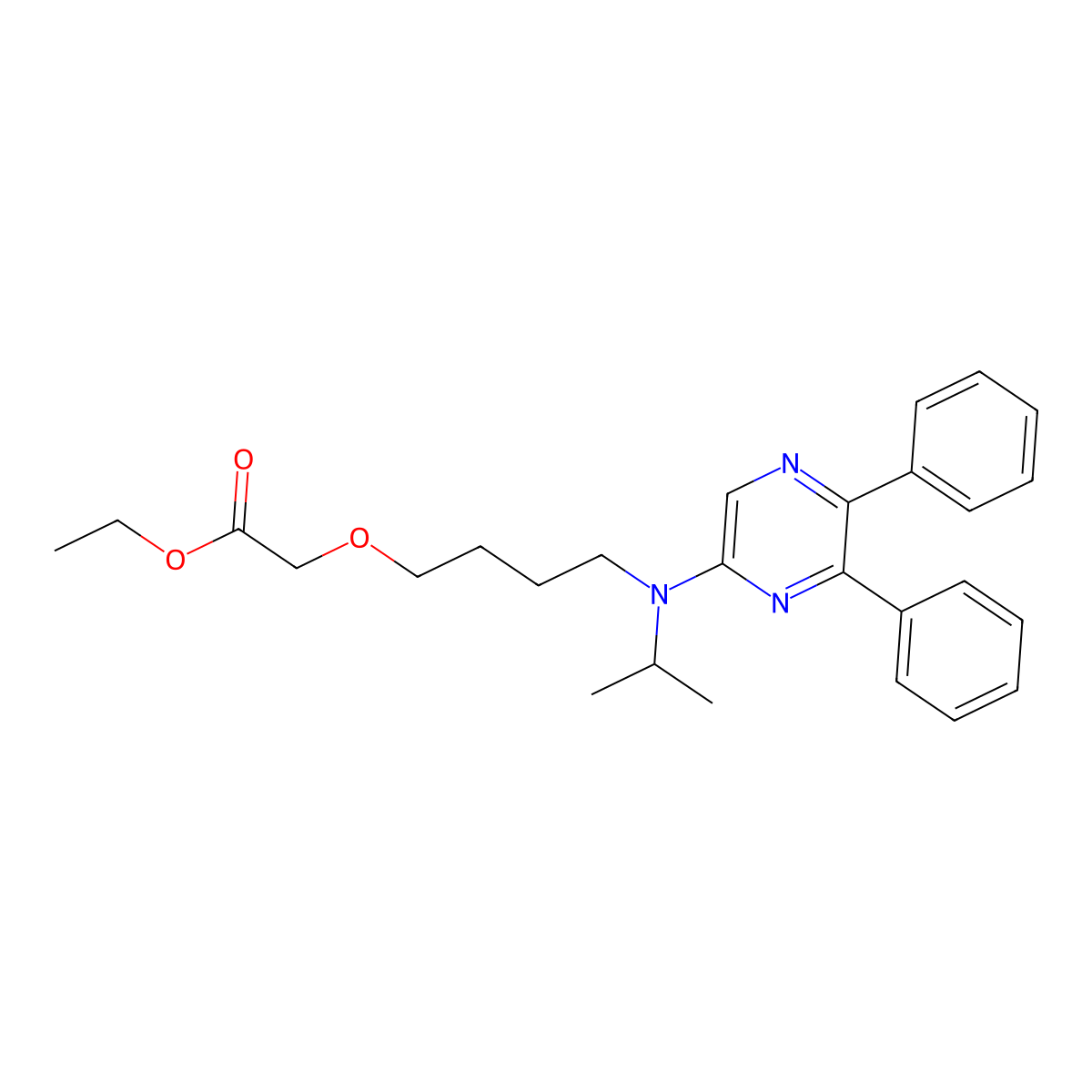 Ethyl 2-{4-[(5,6-diphenylpyrazin-2-yl)(propan-2-yl)amino]butoxy}acetate molecular structure, CAS 2287345-22-4