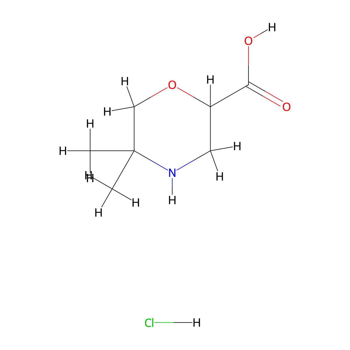 5,5-Dimethylmorpholine-2-carboxylic acid hydrochloride molecular structure, CAS 2287345-23-5