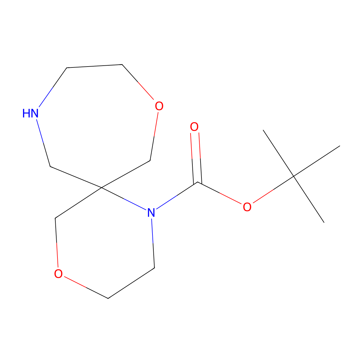 Tert-butyl 4,8-dioxa-1,11-diazaspiro[5.6]dodecane-1-carboxylate molecular structure, CAS 2287345-29-1