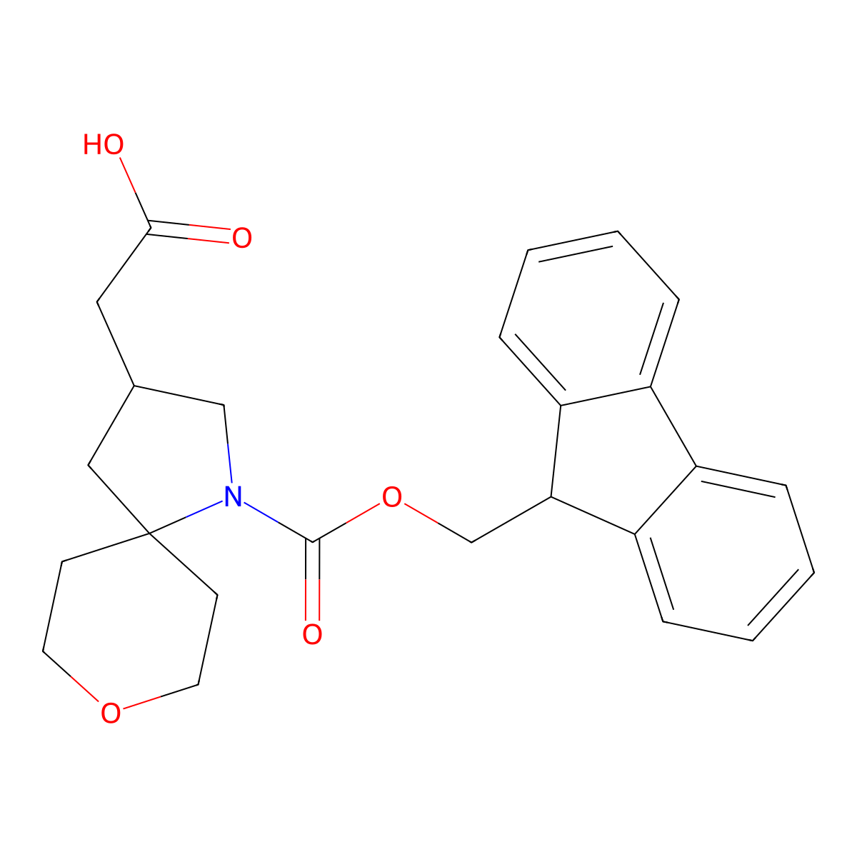 2-(1-{[(9H-fluoren-9-yl)methoxy]carbonyl}-8-oxa-1-azaspiro[4.5]decan-3-yl)acetic acid molecular structure, CAS 2287345-34-8