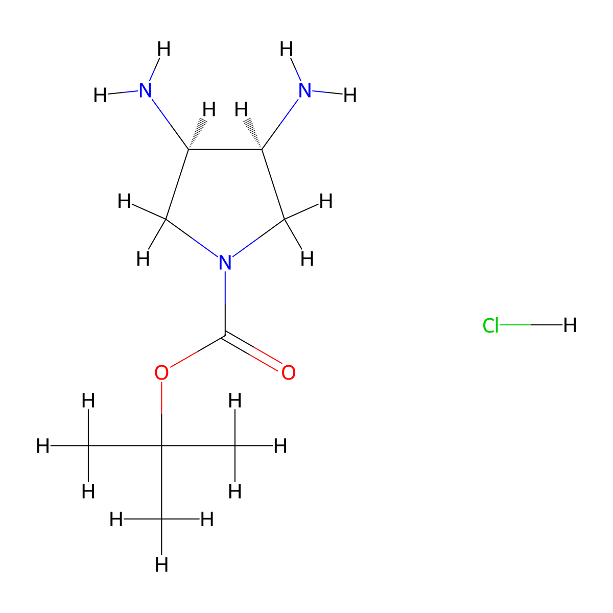Tert-butyl cis-3,4-diaminopyrrolidine-1-carboxylate hydrochloride molecular structure, CAS 2287346-75-0