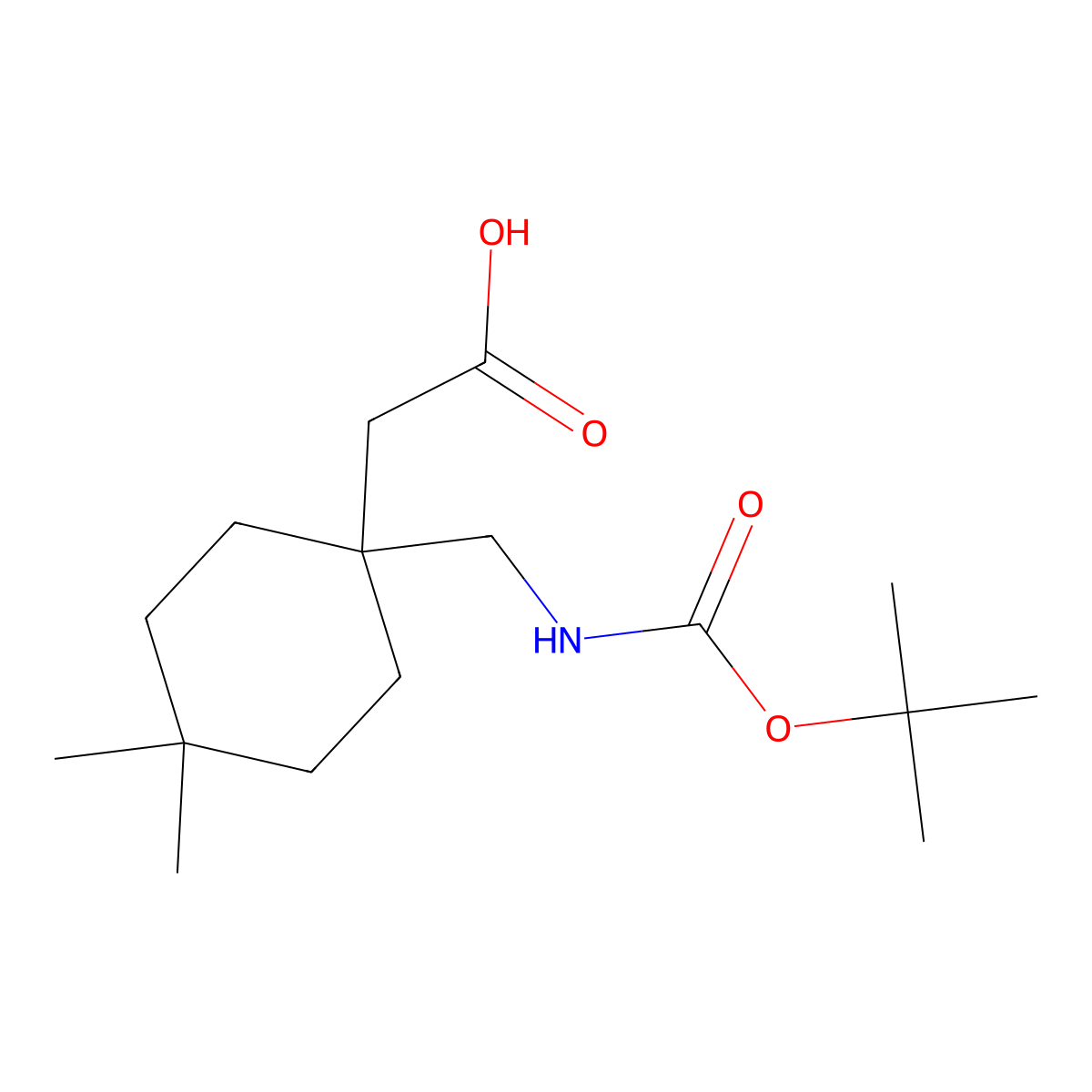 2-[1-({[(Tert-butoxy)carbonyl]amino}methyl)-4,4-dimethylcyclohexyl]acetic acid molecular structure, CAS 2287404-88-8