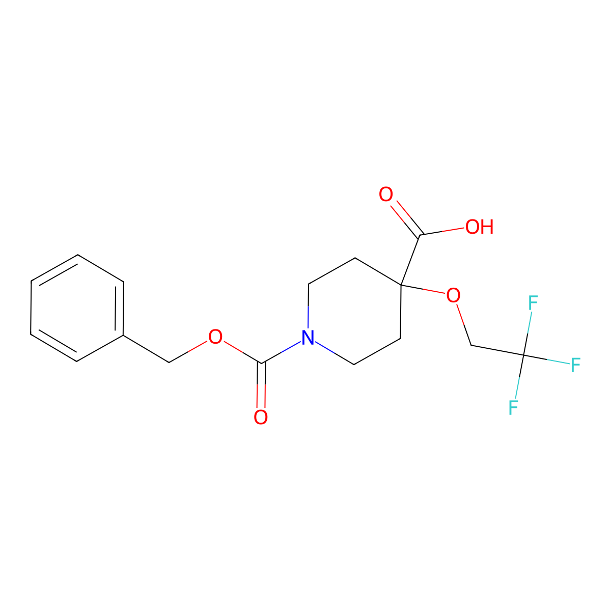 1-[(Benzyloxy)carbonyl]-4-(2,2,2-trifluoroethoxy)piperidine-4-carboxylic acid molecular structure, CAS 2287551-35-1
