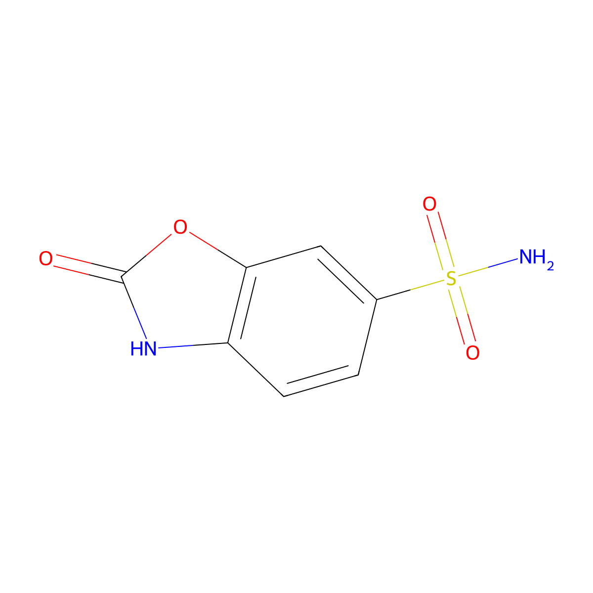 2,3-Dihydro-2-oxobenzoxazole-6-sulphonamide molecular structure, CAS 22876-18-2