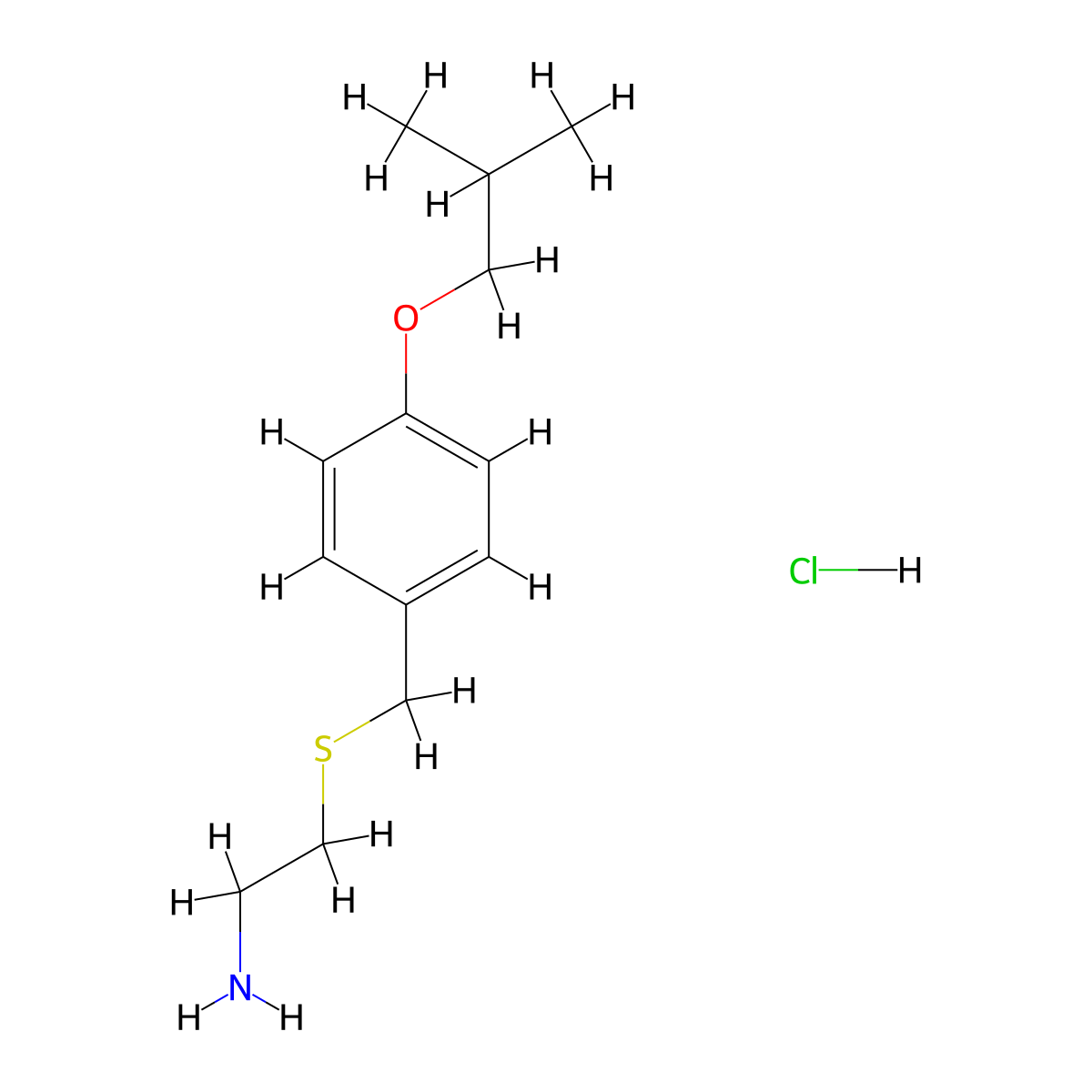 2-[(4-Isobutoxybenzyl)sulfanyl]ethanamine hydrochloride molecular structure, CAS 22876-75-1