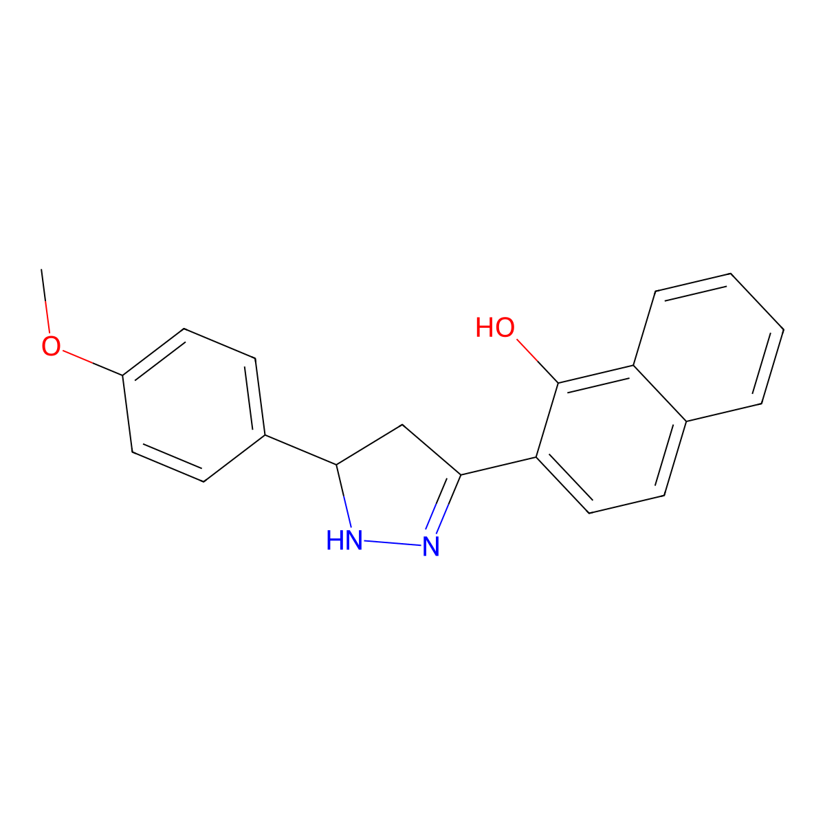 2-(5-(4-methoxyphenyl)-4,5-dihydro-1H-pyrazol-3-yl)naphthalen-1-ol molecular structure, CAS 22876-96-6