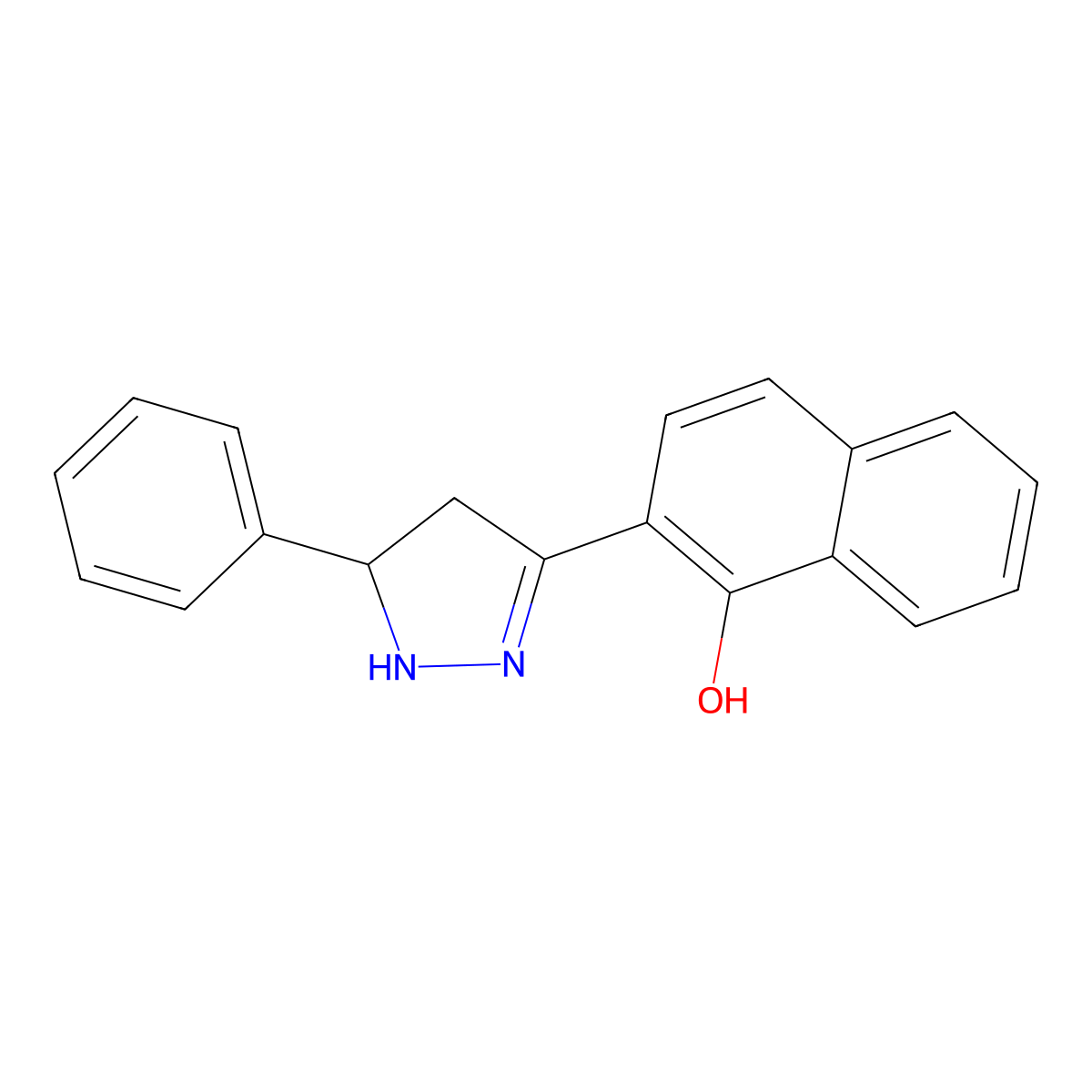 2-(5-phenyl-4,5-dihydro-1H-pyrazol-3-yl)naphthalen-1-ol molecular structure, CAS 22877-05-0