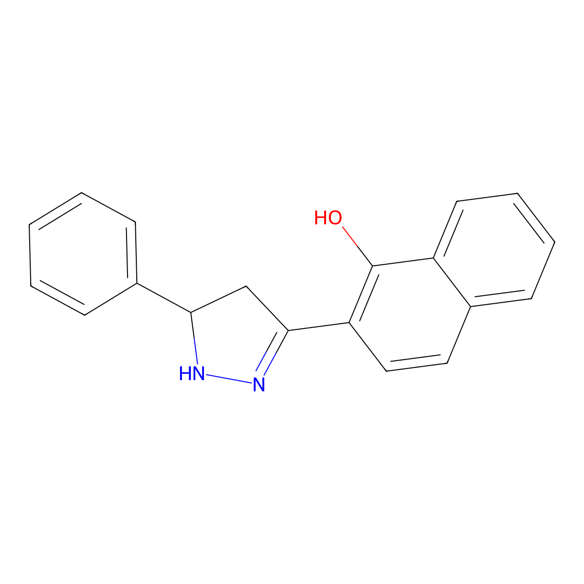2-(5-phenyl-4,5-dihydro-1H-pyrazol-3-yl)naphthalen-1-ol molecular structure, CAS 22877-05-0