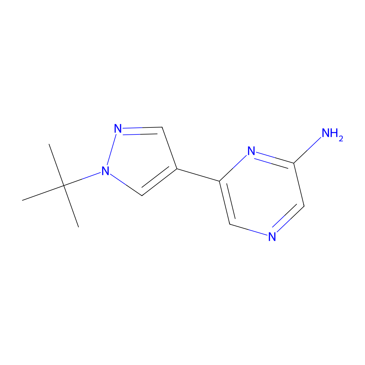 6-(1-(Tert-butyl)-1H-pyrazol-4-YL)pyrazin-2-amine molecular structure, CAS 2287830-89-9