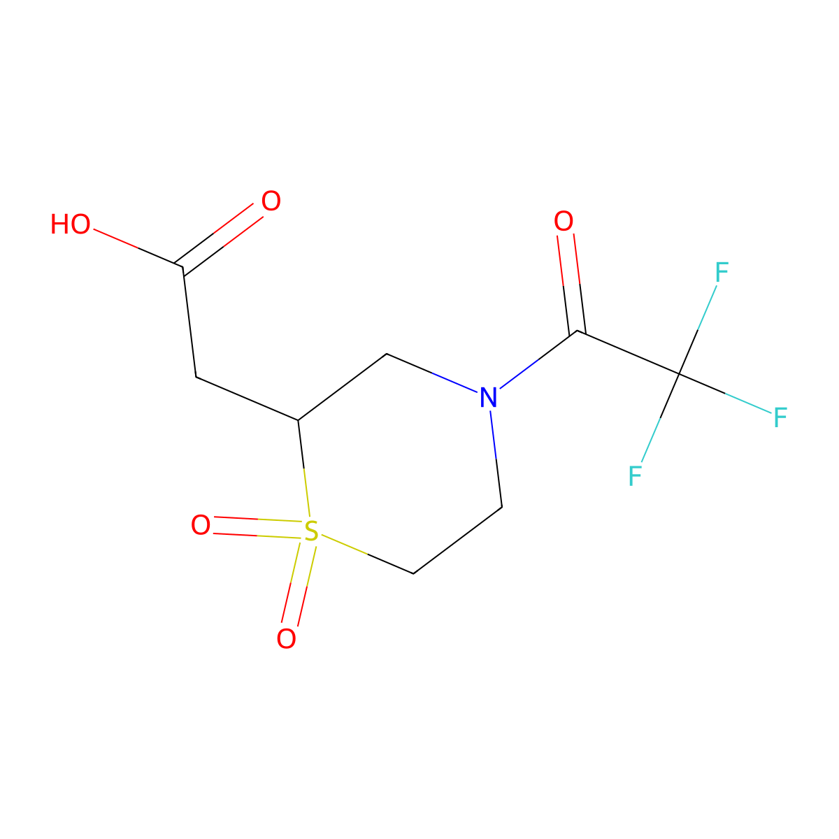 2-[1,1-Dioxo-4-(trifluoroacetyl)-1lambda6-thiomorpholin-2-yl]acetic acid molecular structure, CAS 2287836-91-1