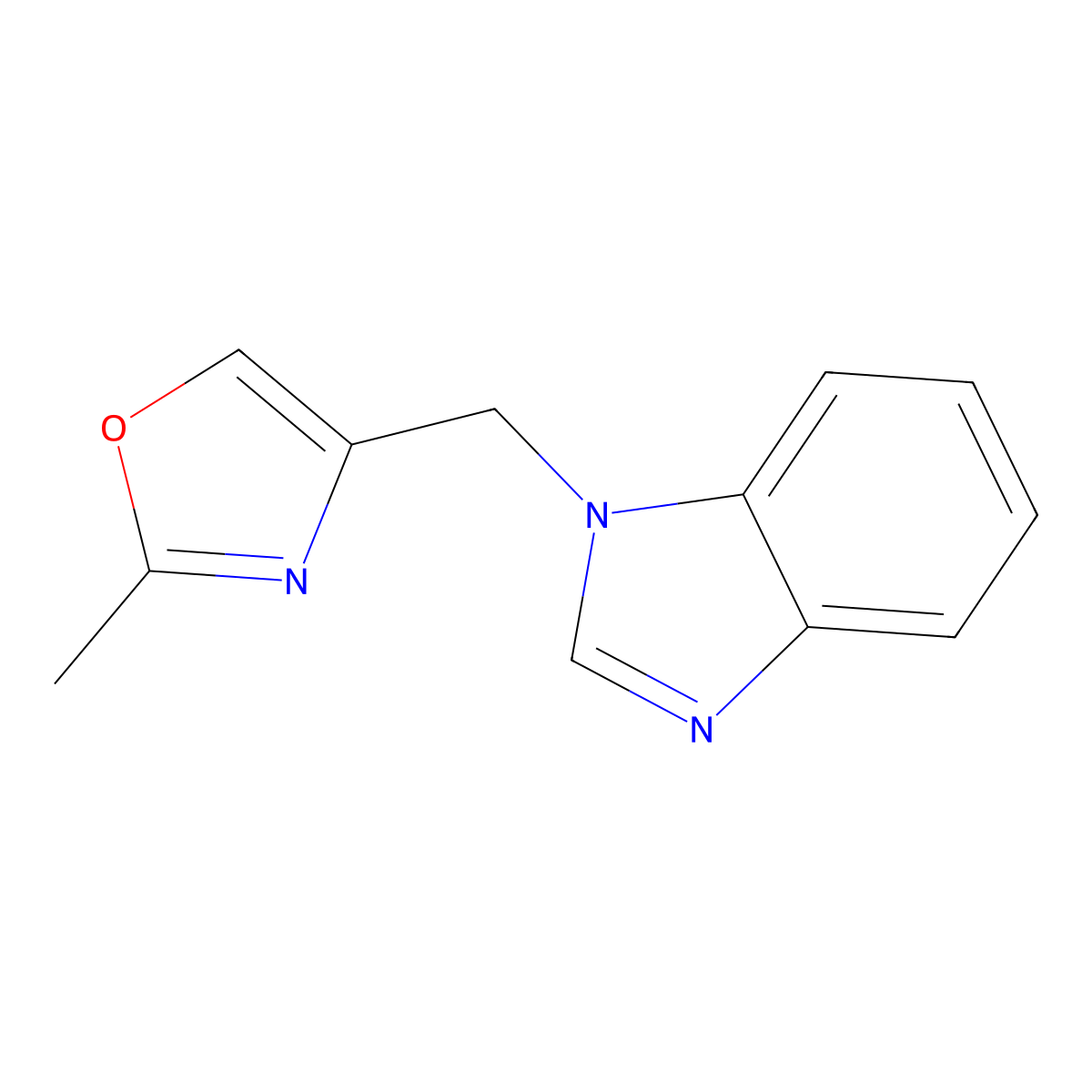 1-[(2-methyl-1,3-oxazol-4-yl)methyl]-1H-1,3-benzodiazole molecular structure, CAS 2287862-16-0