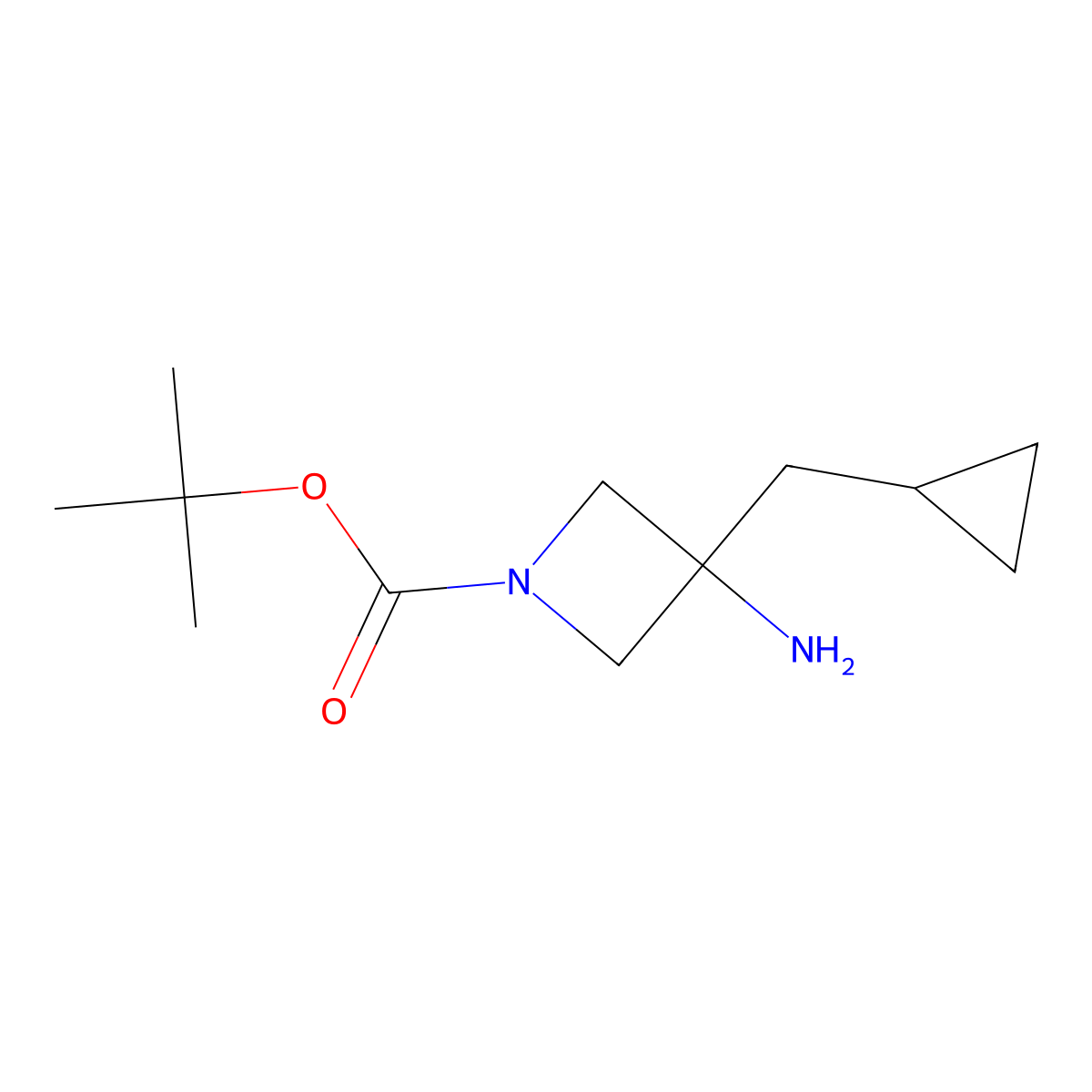 Tert-butyl 3-amino-3-(cyclopropylmethyl)azetidine-1-carboxylate molecular structure, CAS 2287884-28-8