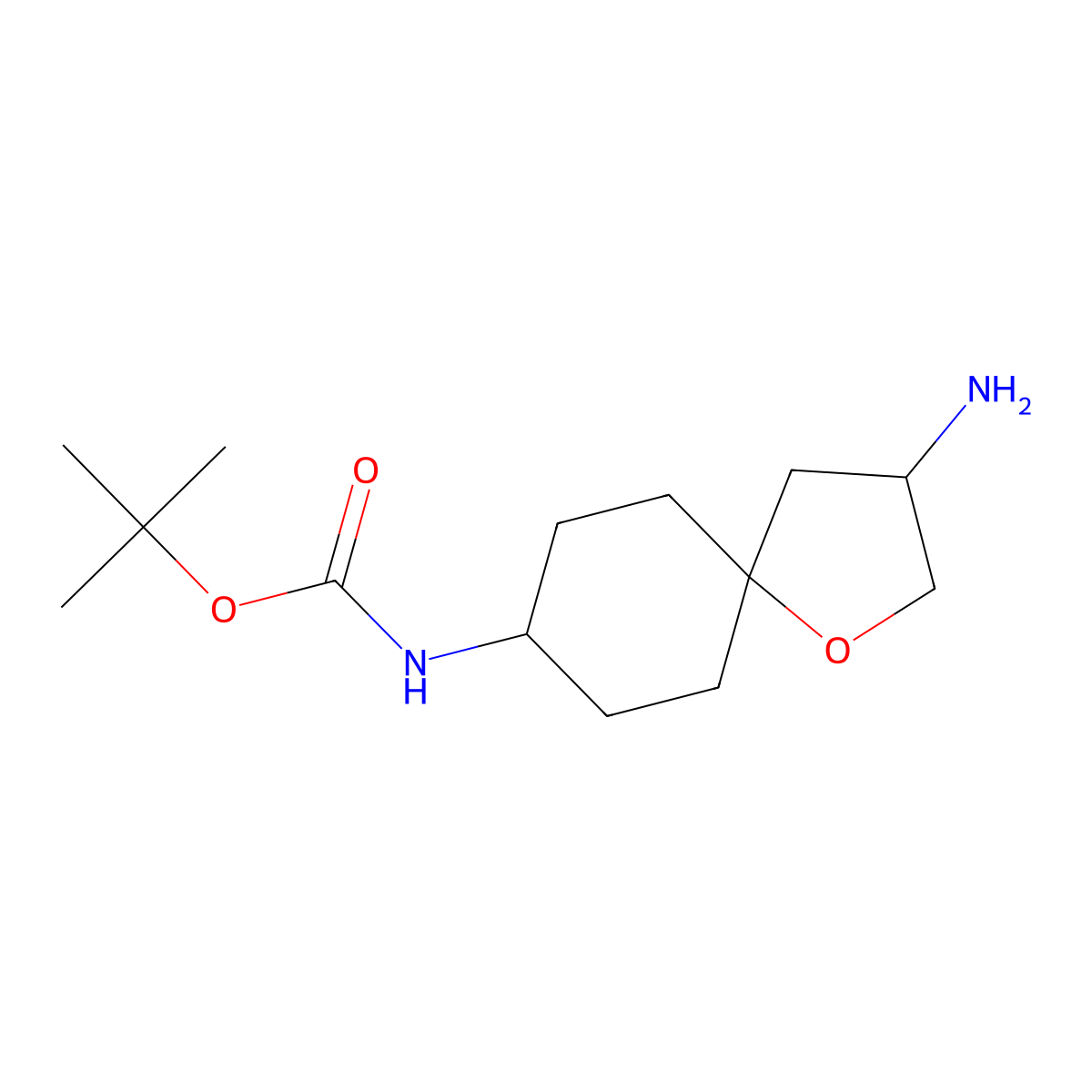 tert-butyl N-{3-amino-1-oxaspiro[4.5]decan-8-yl}carbamate molecular structure, CAS 2287990-14-9
