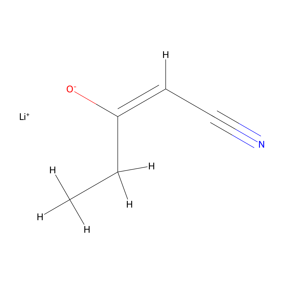 Lithium 1-cyanobut-1-en-2-olate molecular structure, CAS 2288032-91-5