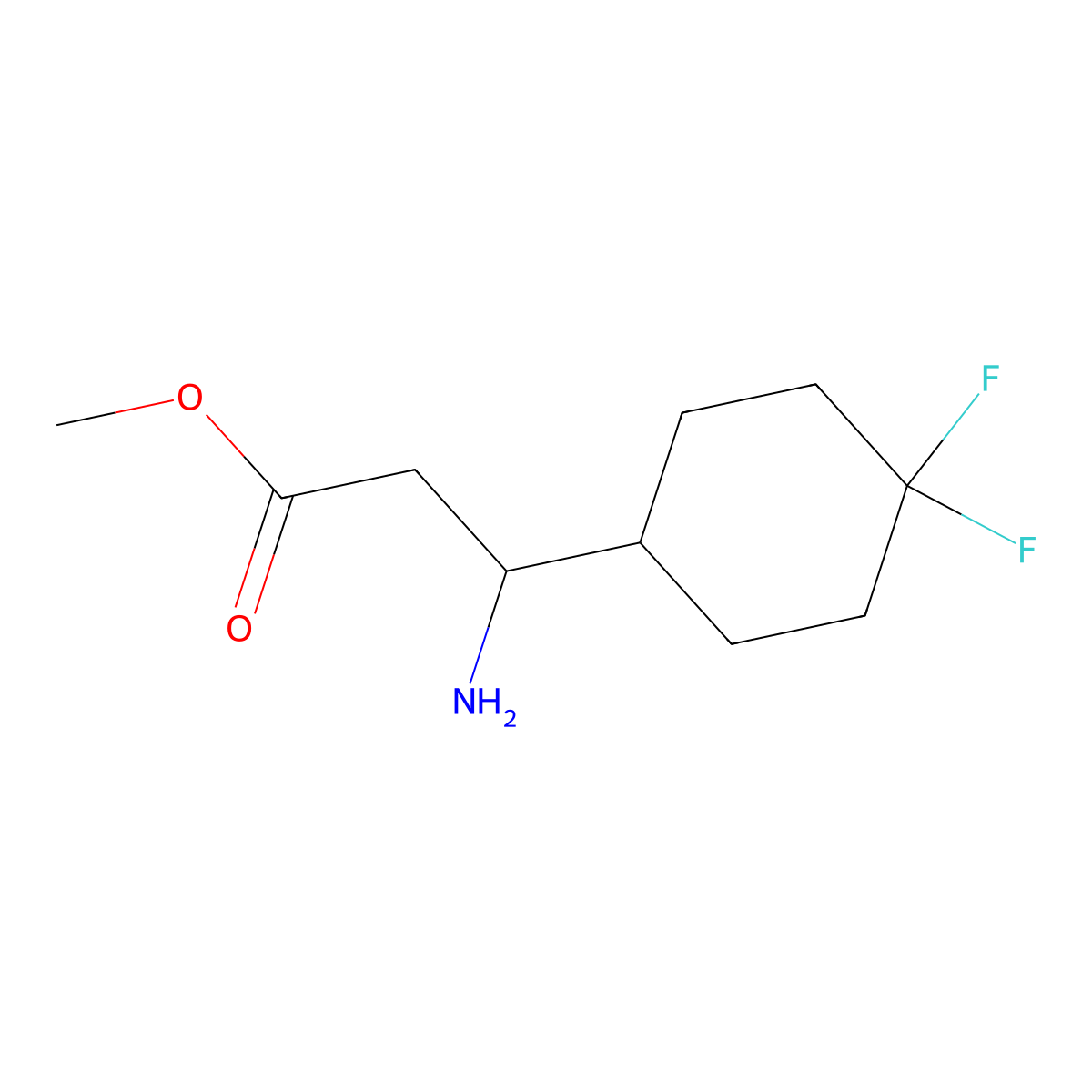Methyl 3-amino-3-(4,4-difluorocyclohexyl)propanoate molecular structure, CAS 2288073-57-2