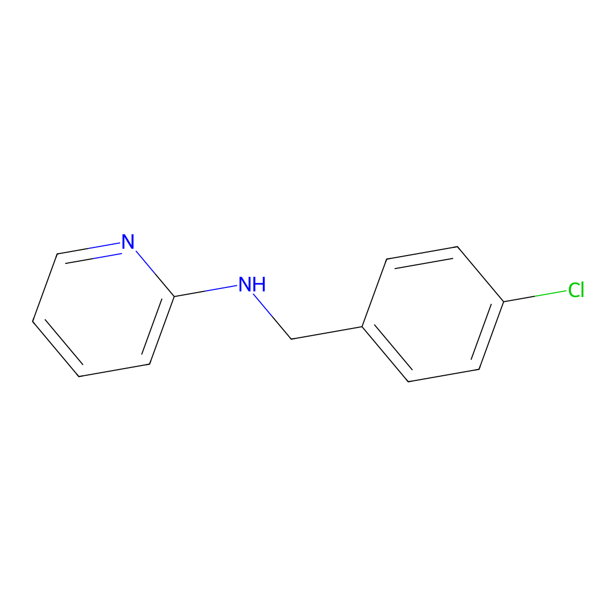 N-((4-chlorophenyl)methyl)pyridin-2-amine molecular structure, CAS 22881-33-0