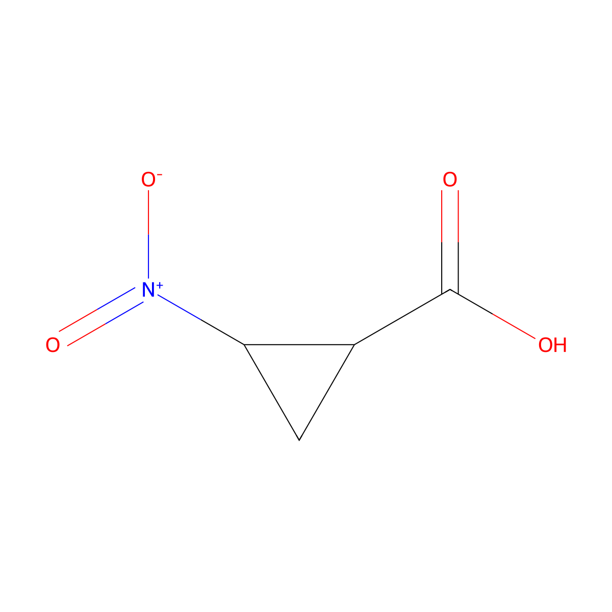 (1S,2S)-2-nitrocyclopropanecarboxylic acid molecular structure, CAS 22882-43-5