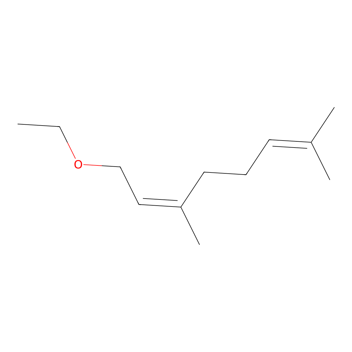 (2E)-1-Ethoxy-3,7-dimethyl-2,6-octadiene molecular structure, CAS 22882-91-3