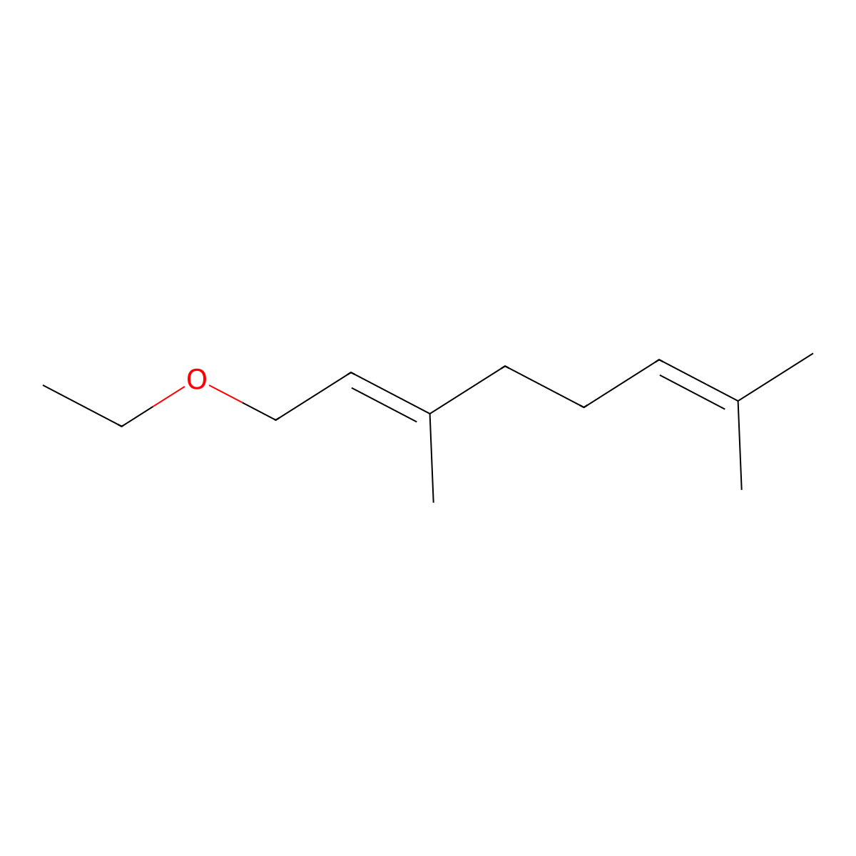 (2E)-1-Ethoxy-3,7-dimethyl-2,6-octadiene molecular structure, CAS 22882-91-3
