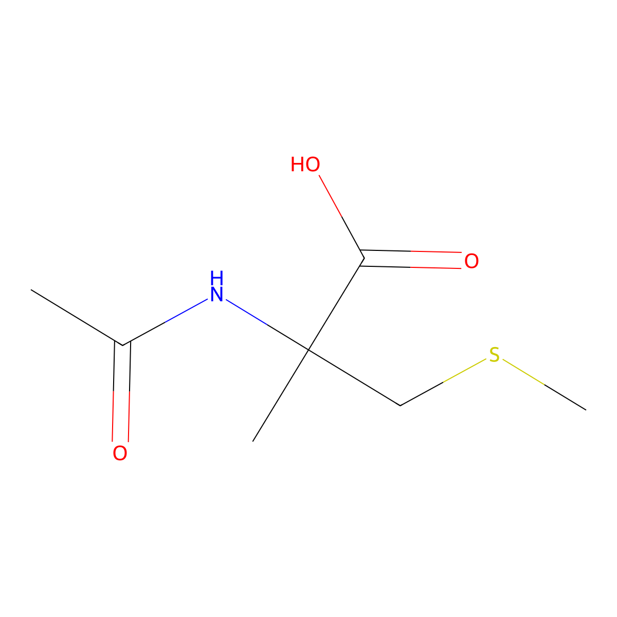 2-Acetamido-2-methyl-3-(methylsulfanyl)propanoic acid molecular structure, CAS 2288245-67-8