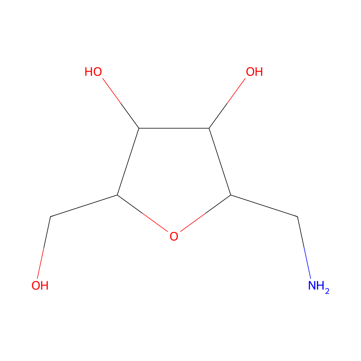 1-Amino-2,5-anhydro-1-deoxy-D-mannitol molecular structure, CAS 228862-97-3