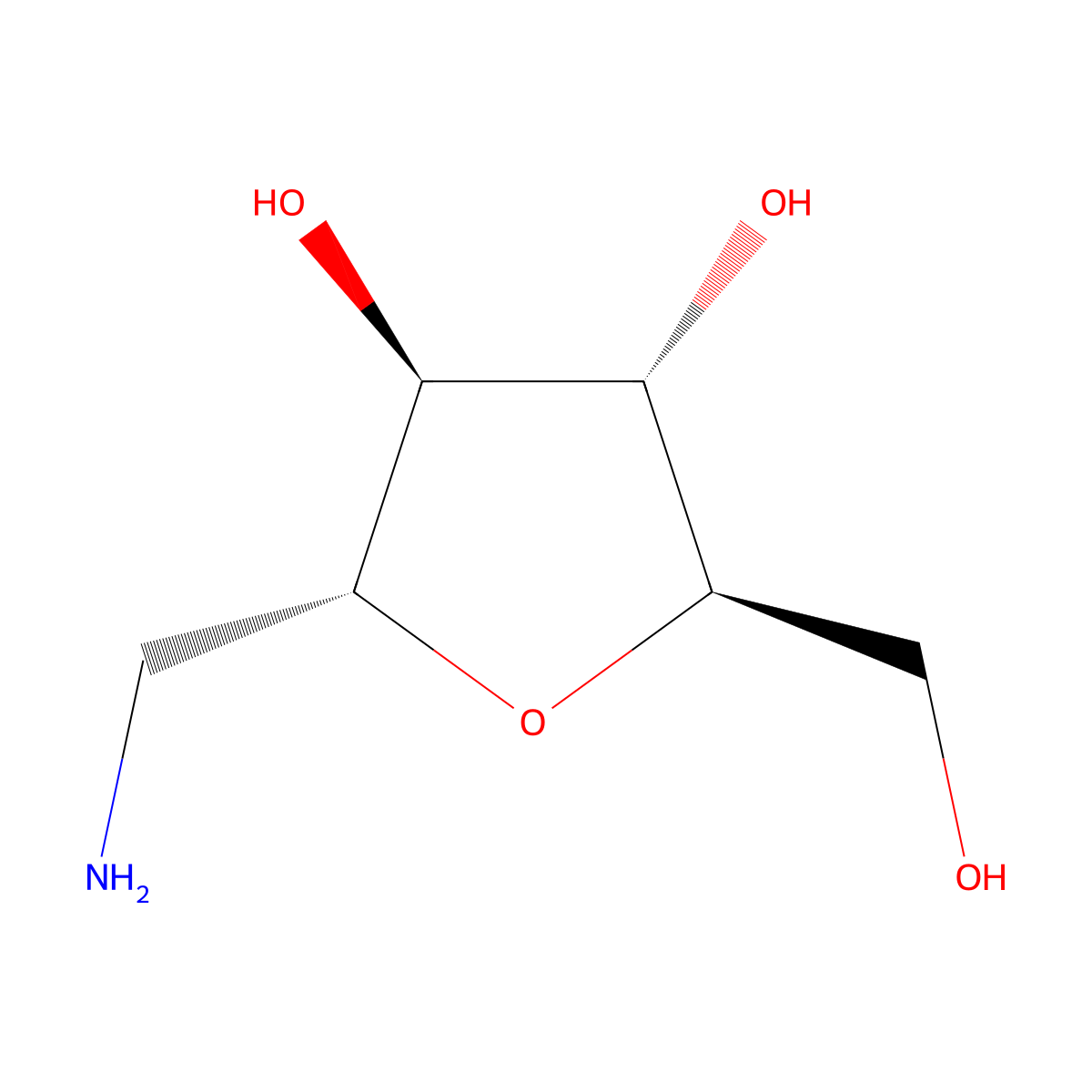1-Amino-2,5-anhydro-1-deoxy-D-mannitol molecular structure, CAS 228862-97-3