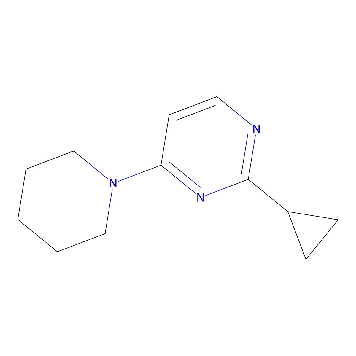2-Cyclopropyl-4-piperidin-1-ylpyrimidine molecular structure, CAS 2288626-91-3