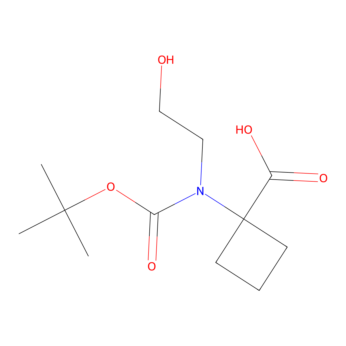 1-{[(Tert-butoxy)carbonyl](2-hydroxyethyl)amino}cyclobutane-1-carboxylic acid molecular structure, CAS 2288665-10-9