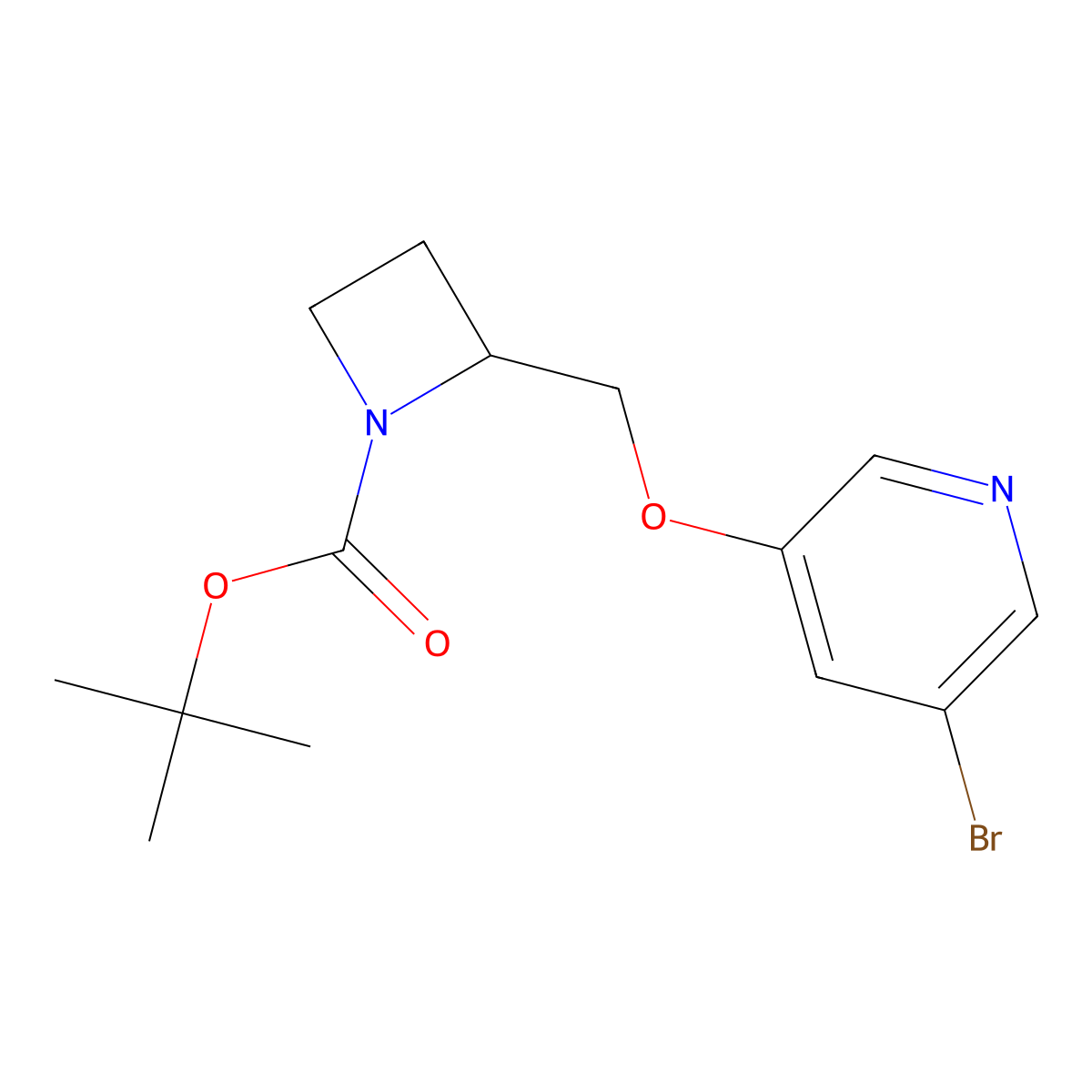(R)-Tert-butyl 2-(((5-bromopyridin-3-YL)oxy)methyl)azetidine-1-carboxylate molecular structure, CAS 228867-09-2