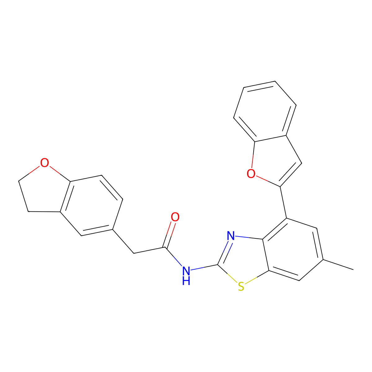 N-(4-(Benzofuran-2-yl)-6-methylbenzo[d]thiazol-2-yl)-2-(2,3-dihydrobenzofuran-5-yl)acetamide molecular structure, CAS 2288708-59-6
