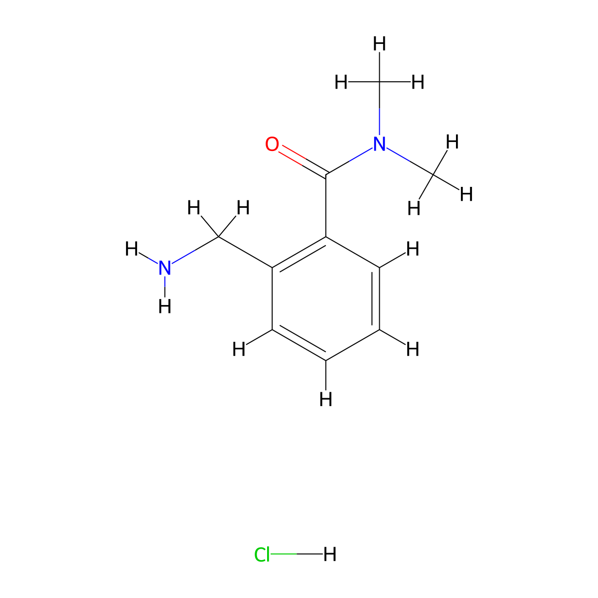 2-(aminomethyl)-N,N-dimethylbenzamide hydrochloride molecular structure, CAS 2288708-79-0
