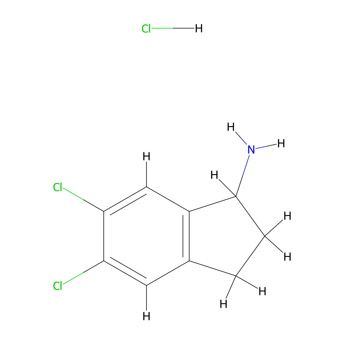5,6-DIchloro-2,3-dihydro-1H-inden-1-amine hydrochloride molecular structure, CAS 2288708-81-4