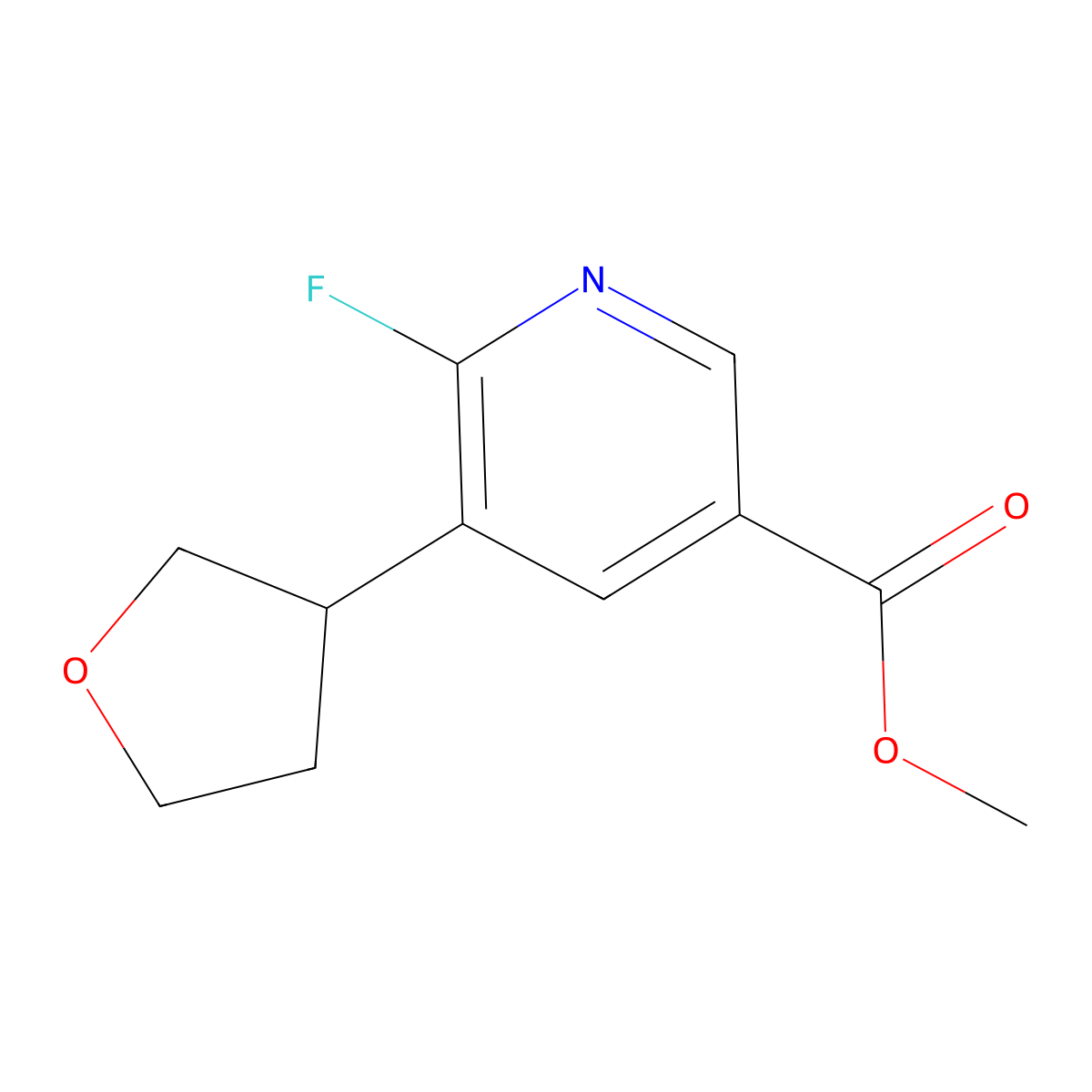 Methyl 6-fluoro-5-(tetrahydrofuran-3-yl)nicotinate molecular structure, CAS 2288708-92-7