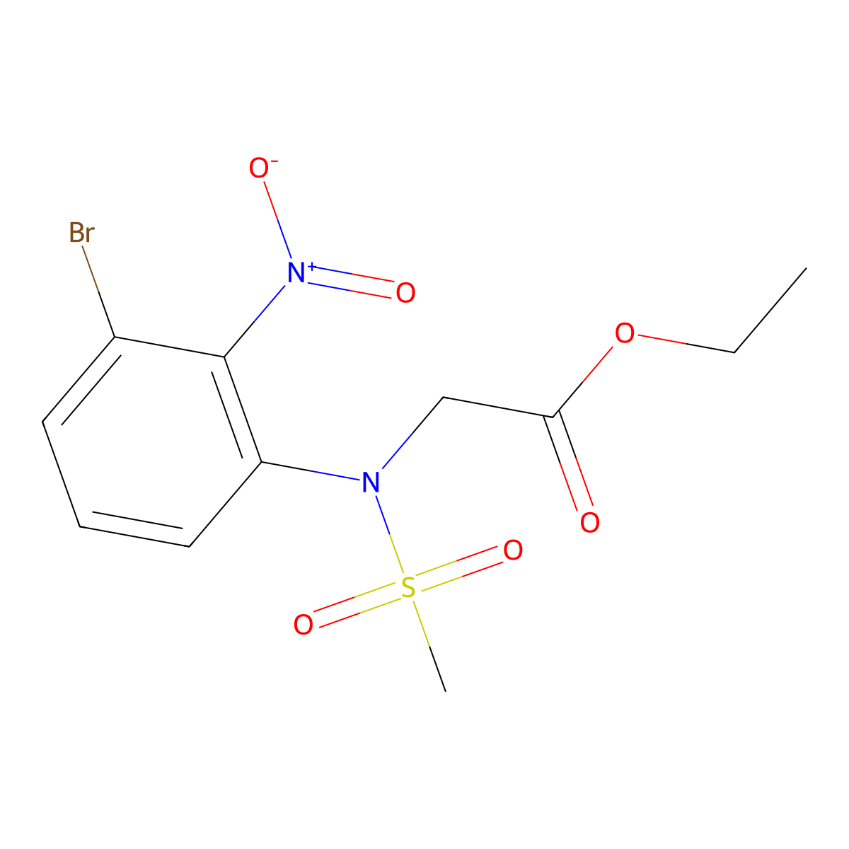 Ethyl 2-[N-(3-bromo-2-nitrophenyl)methanesulfonamido]acetate, tech grade molecular structure, CAS 2288709-10-2