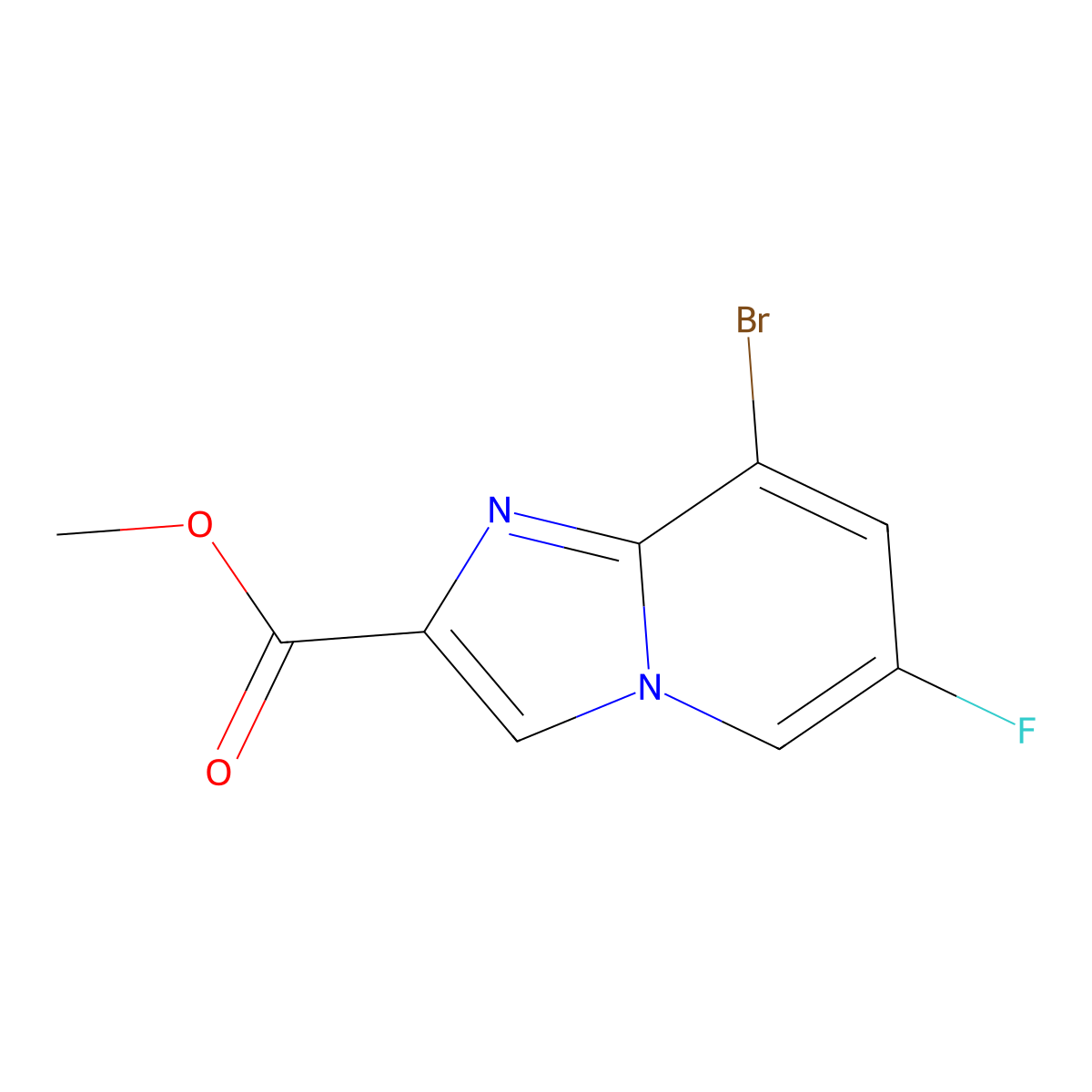 Methyl 8-bromo-6-fluoroimidazo[1,2-a]pyridine-2-carboxylate molecular structure, CAS 2288709-18-0
